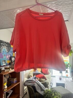 Urban Rebel Coral Pink Drawstring Crop Top 3X Plus Size Boxy Streetwear